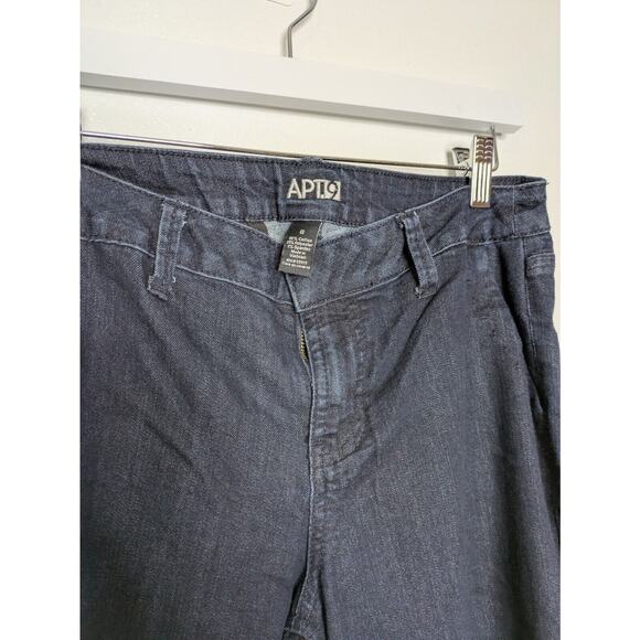 Apt. 9 Jeans Sz 6 Womens Dark Blue Pants Mid Rise Stretch Ladies Wide Leg Denim - Picture 8 of 10